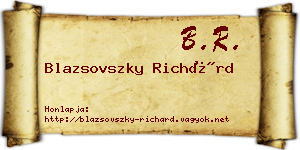 Blazsovszky Richárd névjegykártya