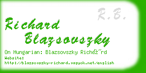 richard blazsovszky business card